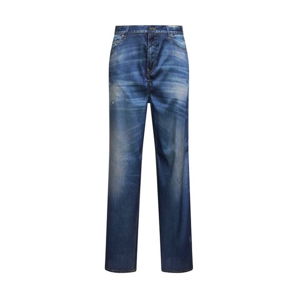 Golden Goose Women Blue Denim Print Golden Boyfriend Trousers